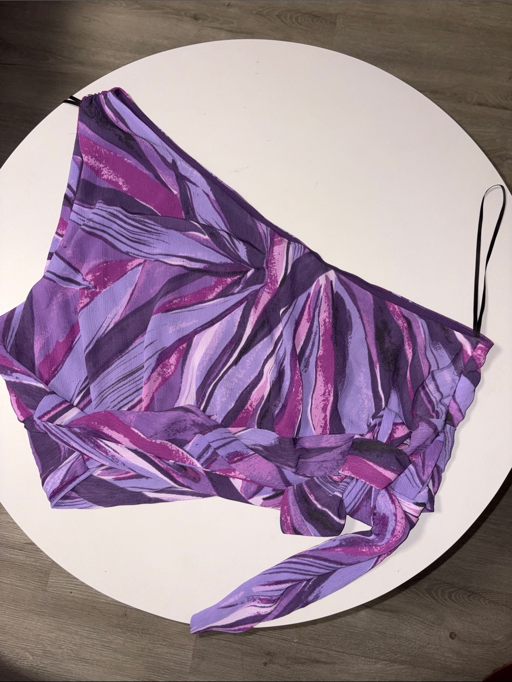 H&M Purple Patterned One-Shoulder Crop Top